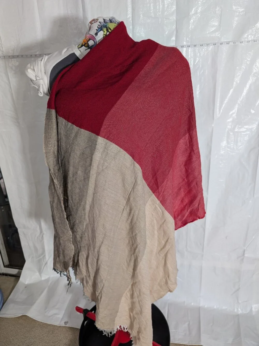 Maison PHOLYA! Colorblock Lightweight Wrap Scarf Burgundy Beige Gray Black
